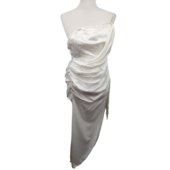 Retrofete White Strapless Asymmetrical Rhinestone Dress Size XS - Picture 1 of 11